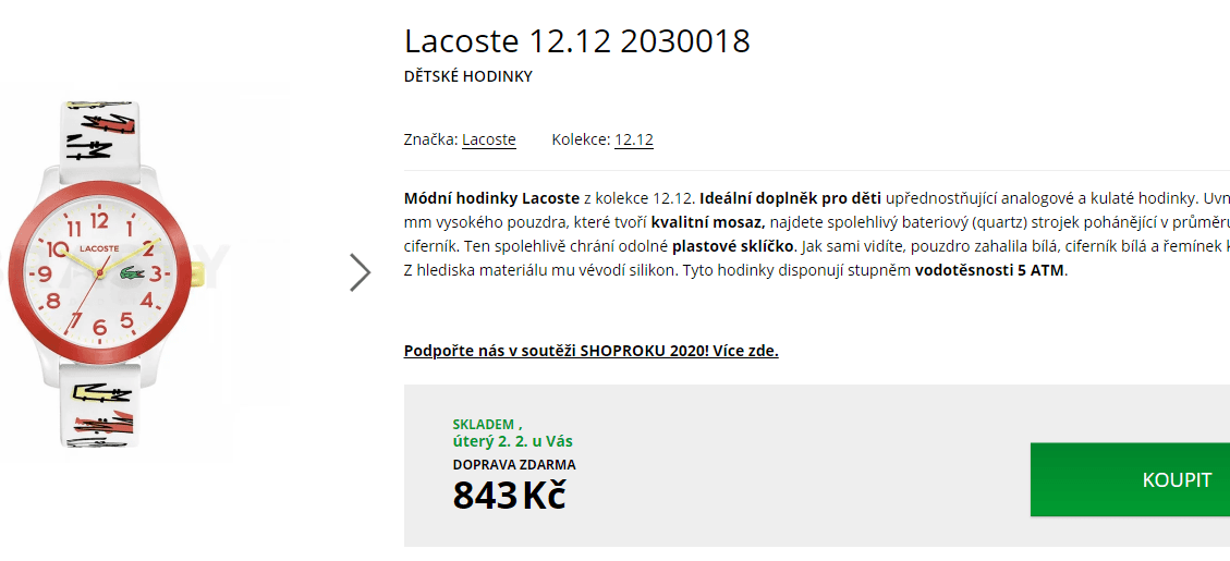 Dětské hodinky Lacoste 2030018