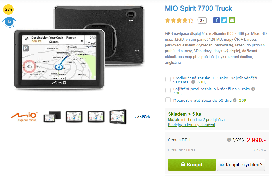 Navigace pro nákladní vozy Mio Spirit 7700