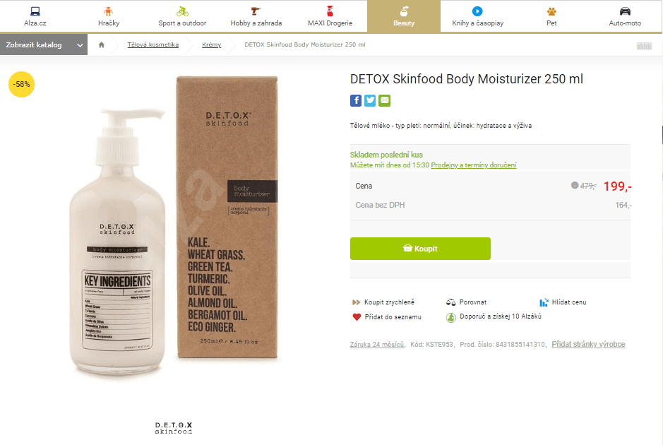 Tělový krém Skinfood Detox 250 ml