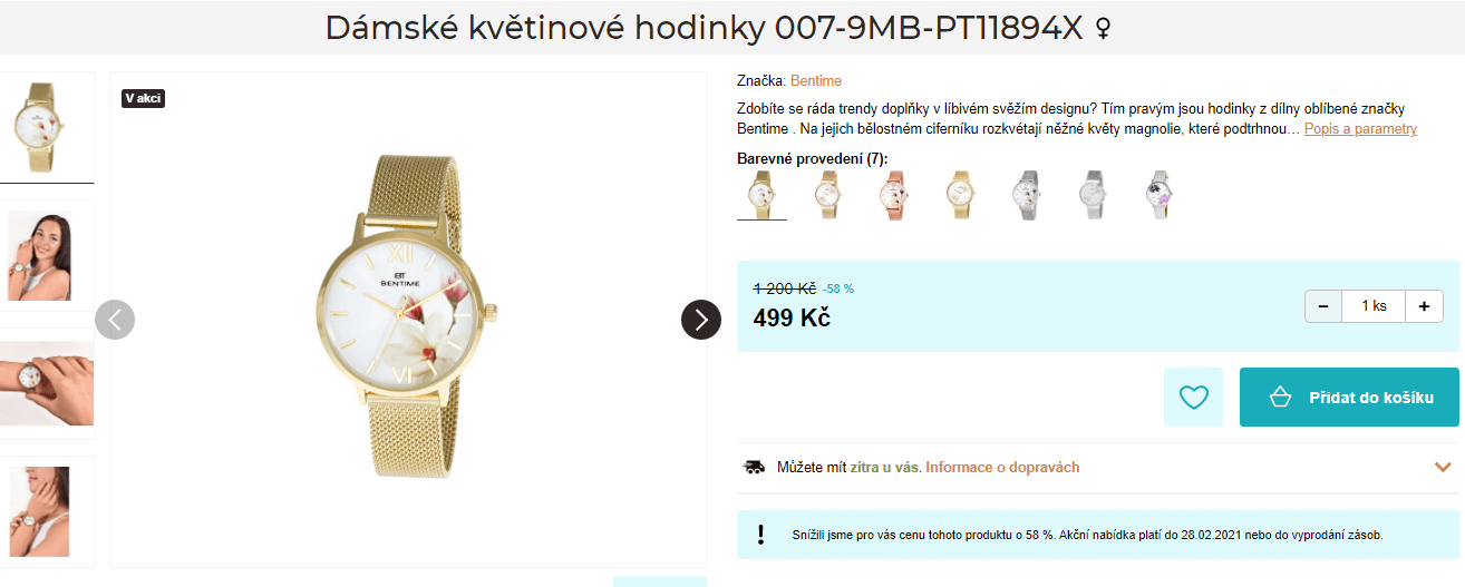 Dámské květinové hodinky Bentime