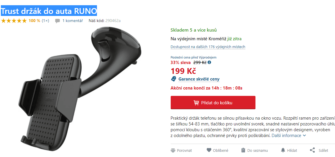 Držák mobilu do auta Trust RUNO - 6"