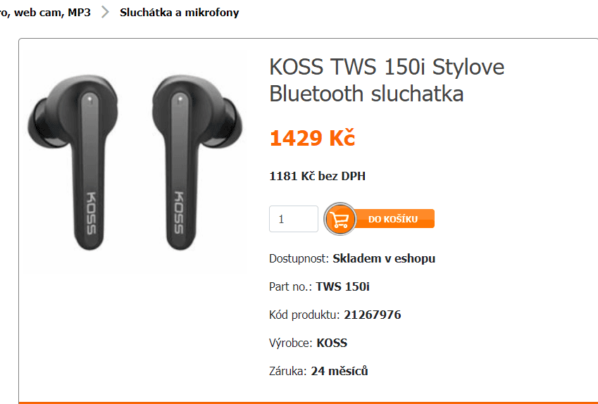 BT sluchátka Koss, nabíjecí pouzdro
