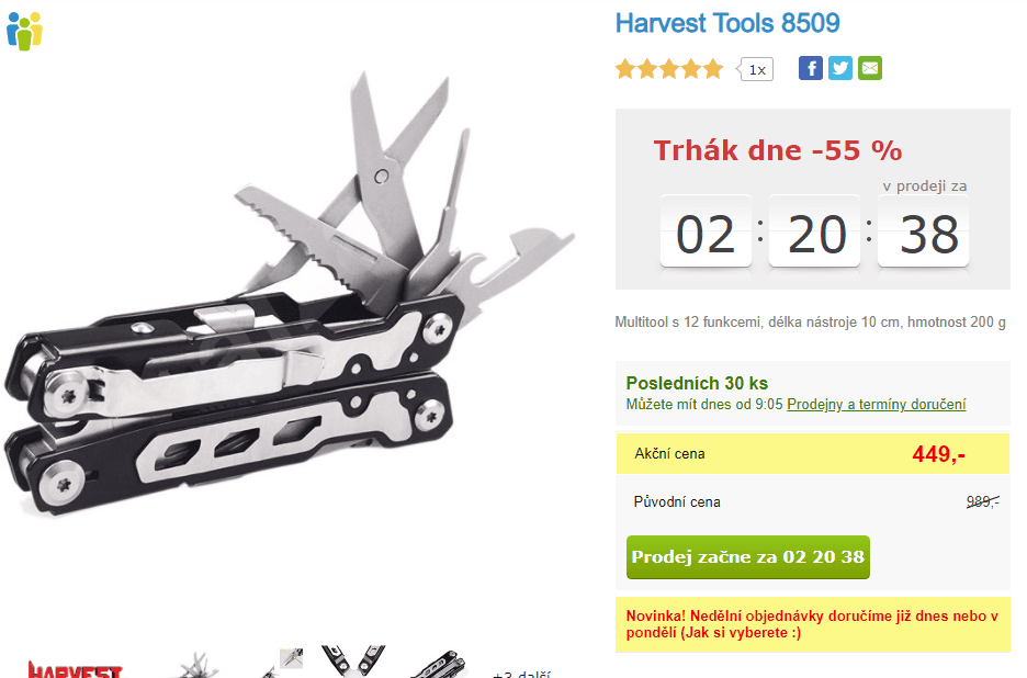 Multifunkční nůž, 12 funkcí, 10 cm