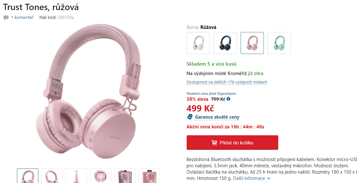BT sluchátka Trust Tones, 25 hodin