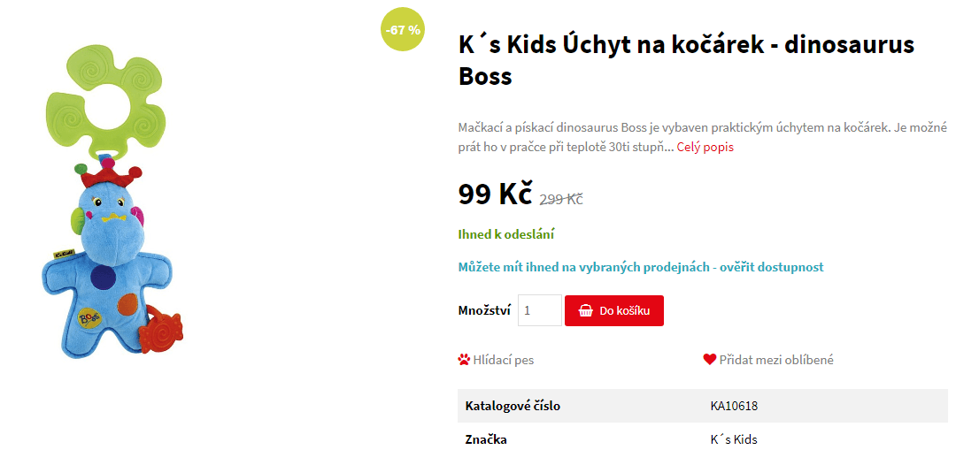 Úchyt na kočárek K´s Kids - dino