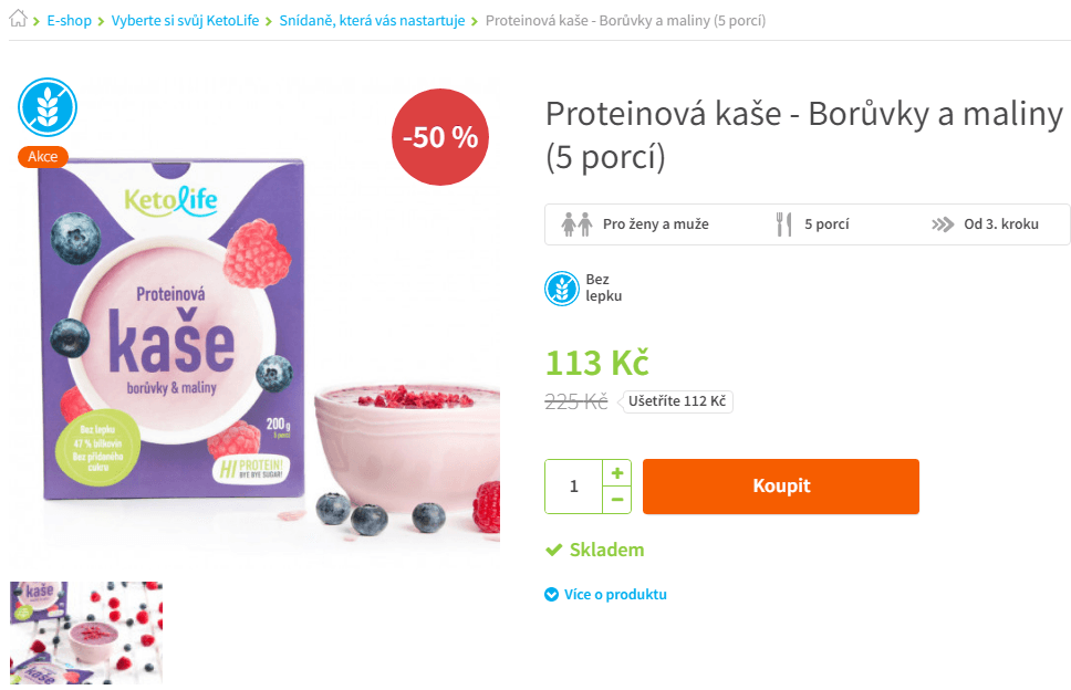 Proteinové kaše Ketodiet - 5 porcí
