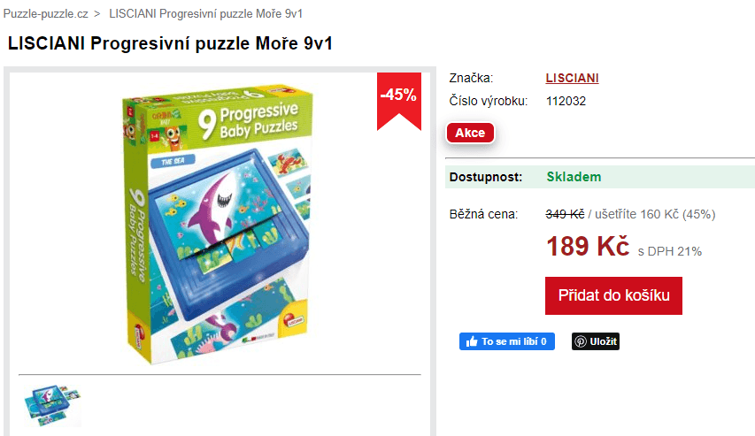 Progresivní puzzle Moře Lisciani 9v1