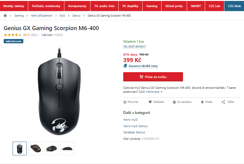 Herní myš Genius GX Gaming Scorpion
