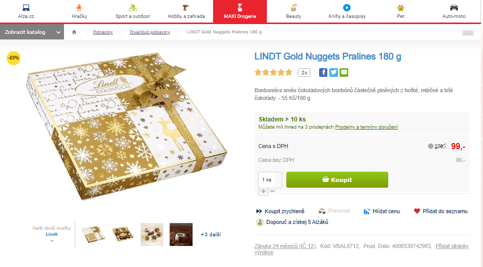 LINDT Gold Nuggets Pralines 180 g
