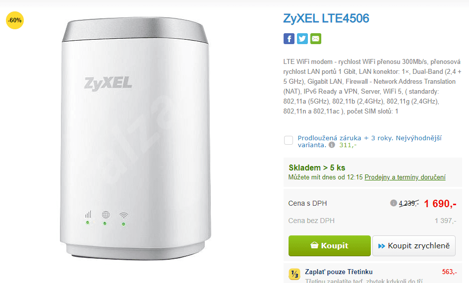 LTE WiFi modem ZyXEL, IPv6 
