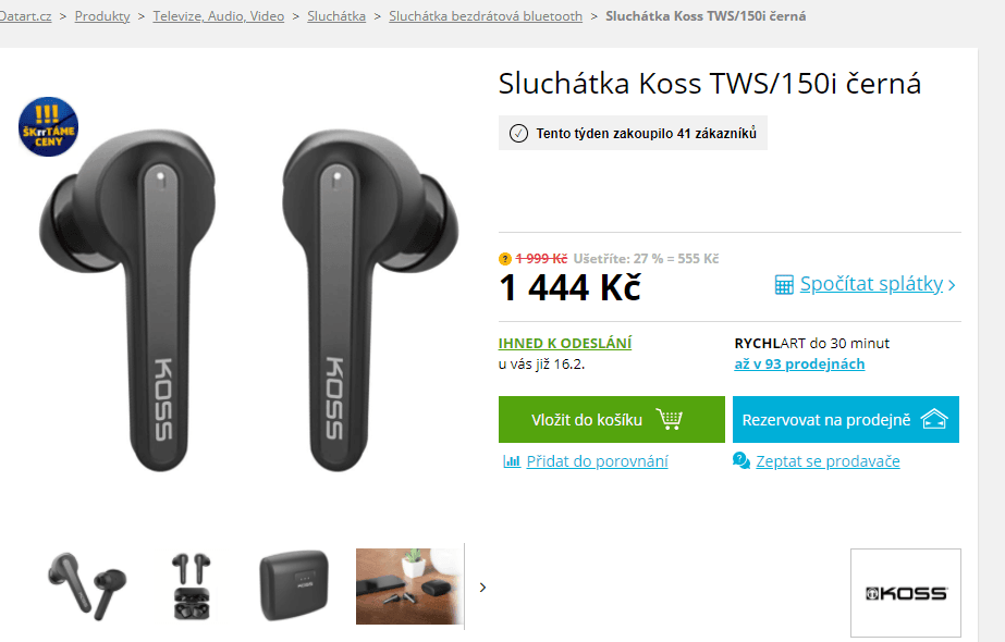 BT sluchátka Koss, nabíjecí pouzdro