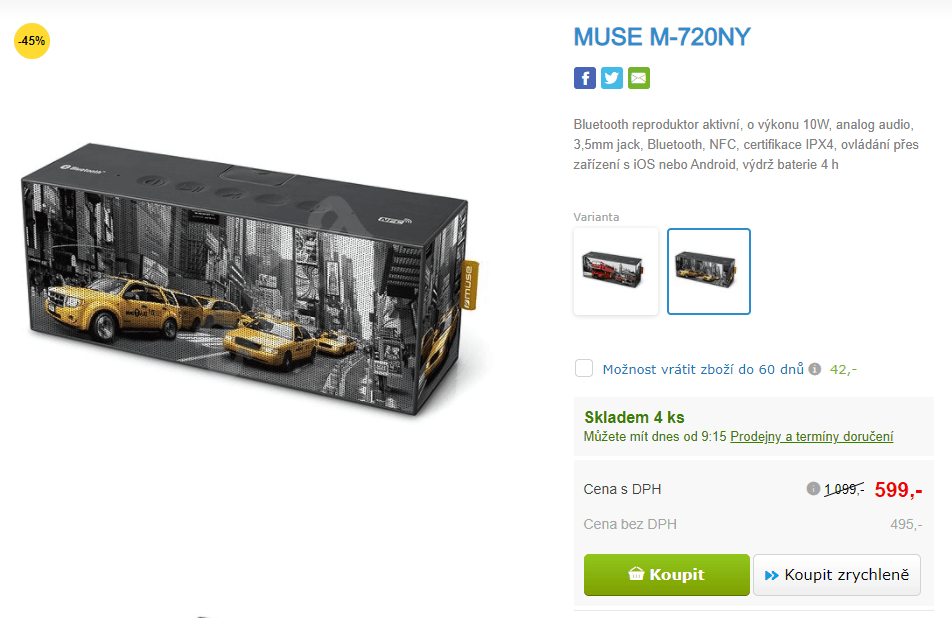 BT reproduktor Muse, NFC