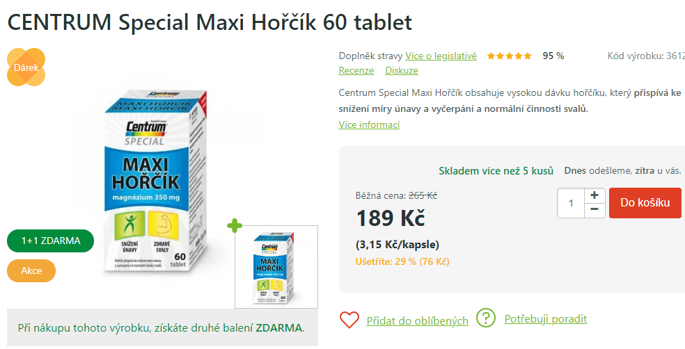 Maxi Hořčík Centrum 60 tablet