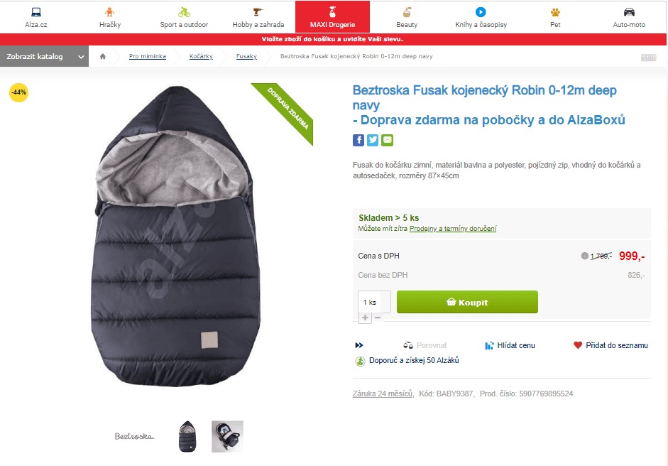 Kojenecký fusak Beztroska, 0-12 m