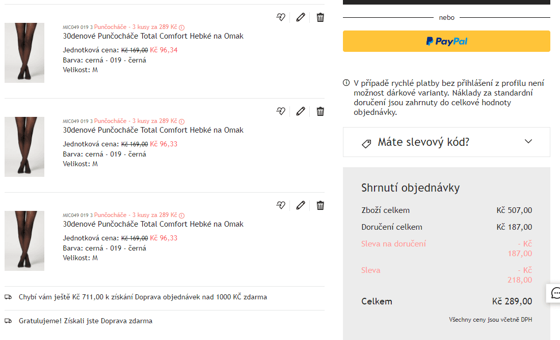 3 punčocháče za 289 Kč + doprava zdarma