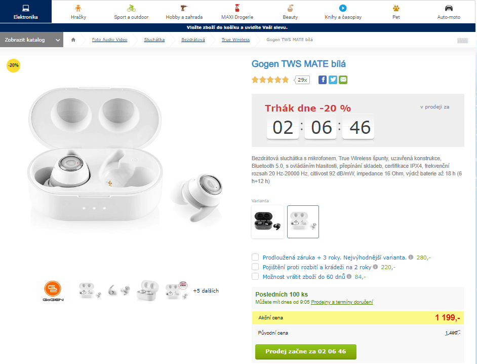 BT sluchátka Gogen TWS MATE
