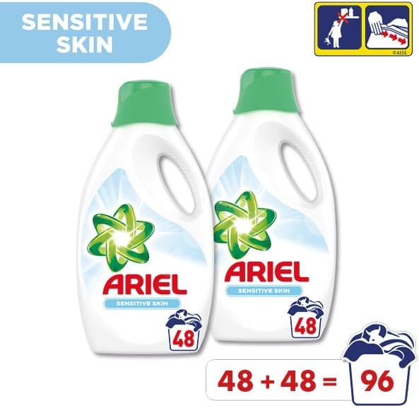 Prací gel ARIEL Sensitive 2× 2,64 l