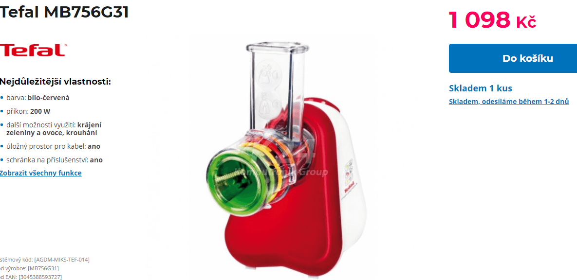 El. struhadlo Tefal, 5 funkcí