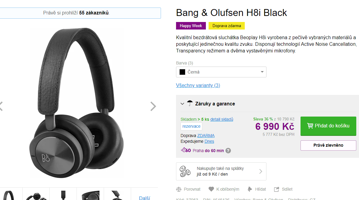 BT sluchátka Bang & Olufsen BeoPlay H8i