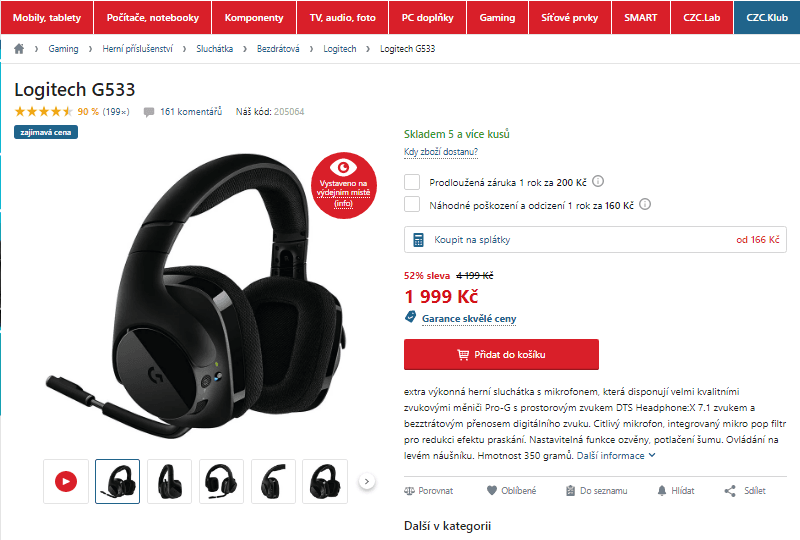 BT herní sluchátka Logitech G533