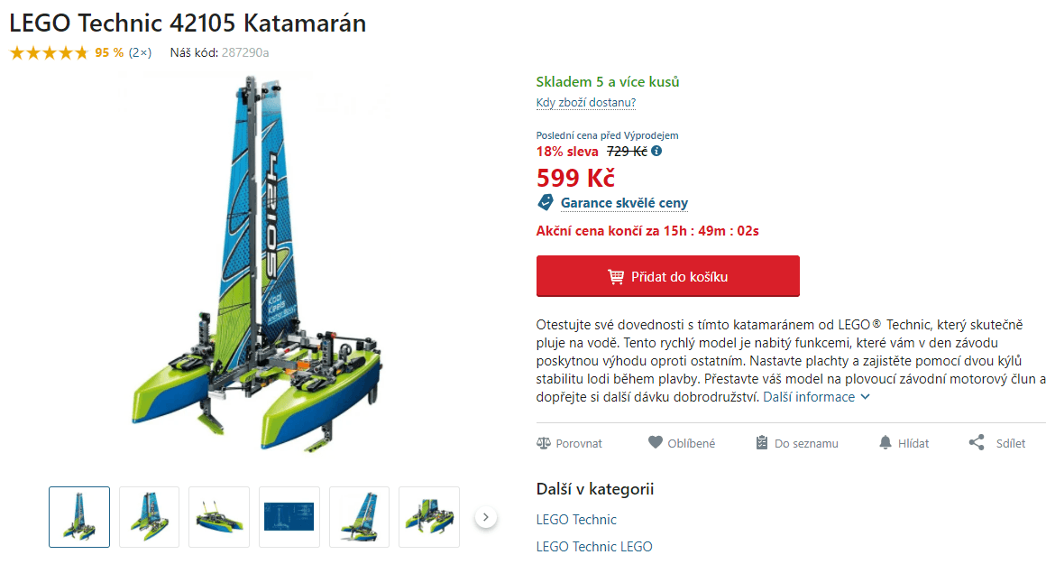 Lego Technic Katamarán, 404 dílů