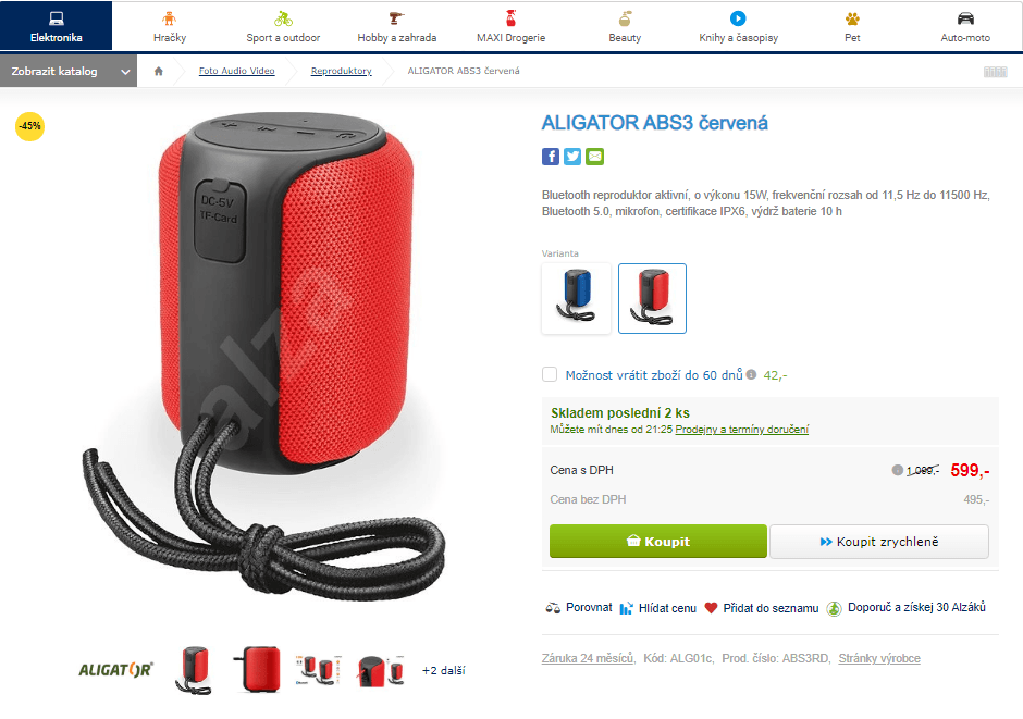 Bezdrátový reproduktor Aligator ABS3
