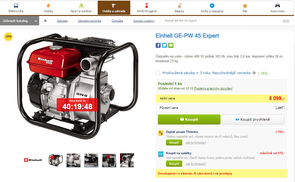 Vodní benzinové čerpadlo Einhell 