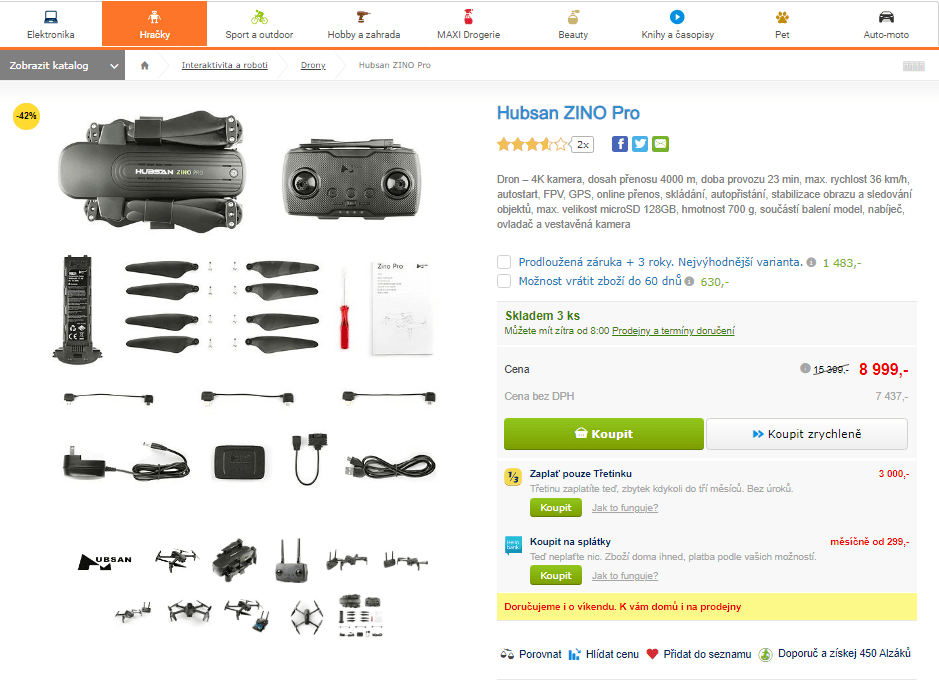 Dron Hubsan ZINO Pro, 4K, 36 km/h