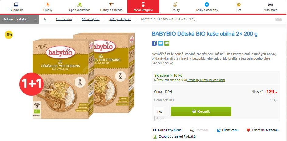 Dětská BIO kaše nemléčná 2× 200 g