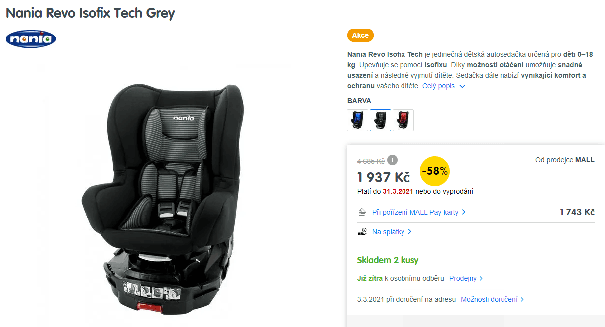 Autosedačka Nania Revo Isofix, 0-18kg