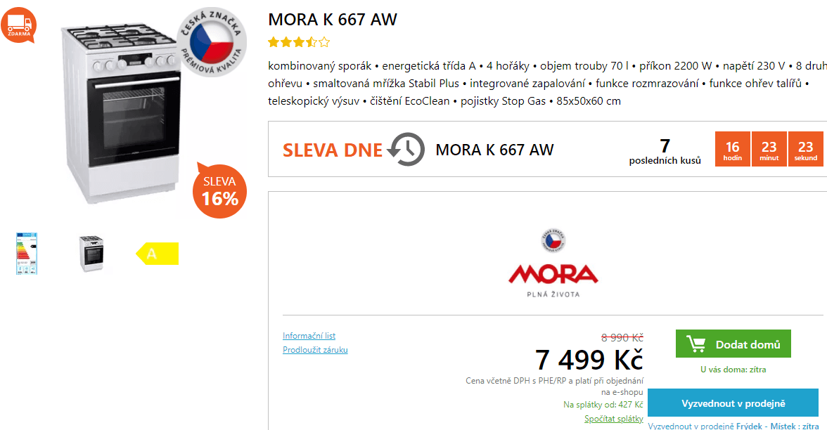 Kombinovaný sporák MORA K 667 AW