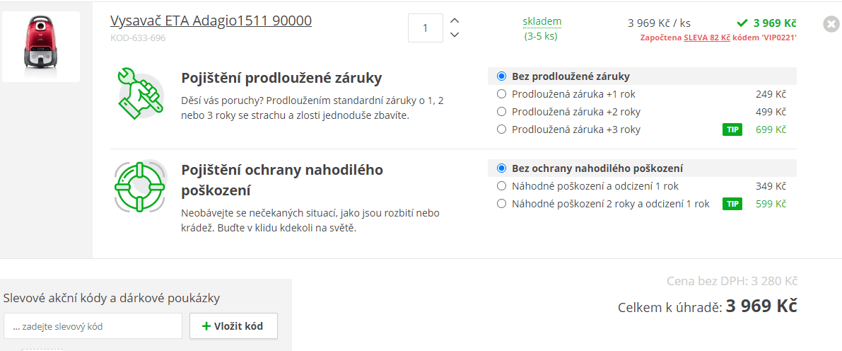 Sáčkový vysavač Eta Adagio, alergie