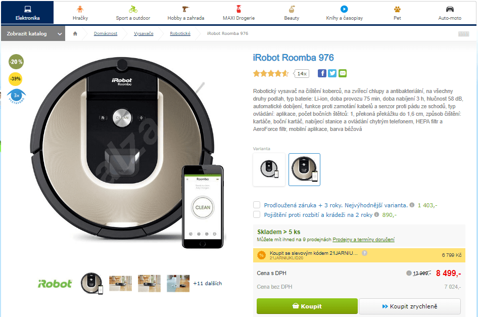 Robotický vysavač iRobot Roomba 976