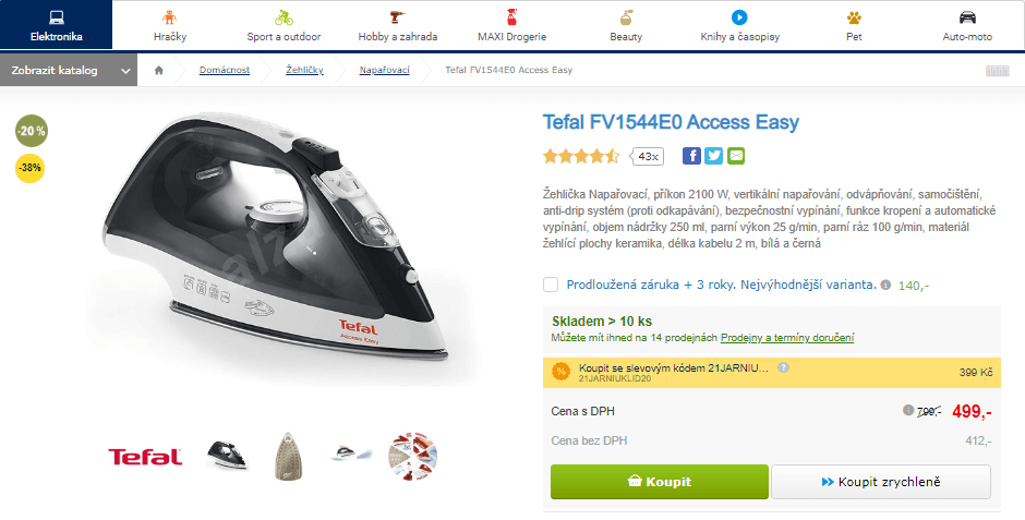 Žehlička napařovací Tefal FV1544E0