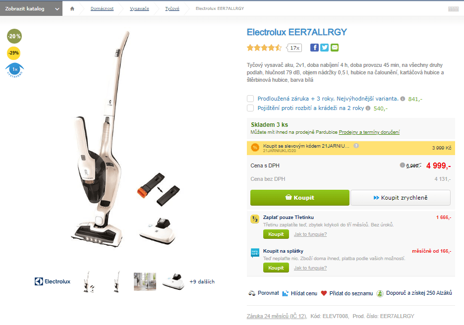 Tyčový vysavač Electrolux EER7ALLRGY 2v1