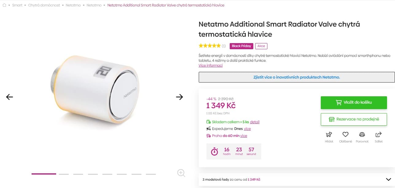 Chytrá termostatická hlavice Netatmo