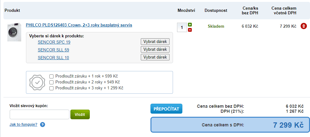 Pračka Philco, 6kg, 1200 ot., 44cm, A+++
