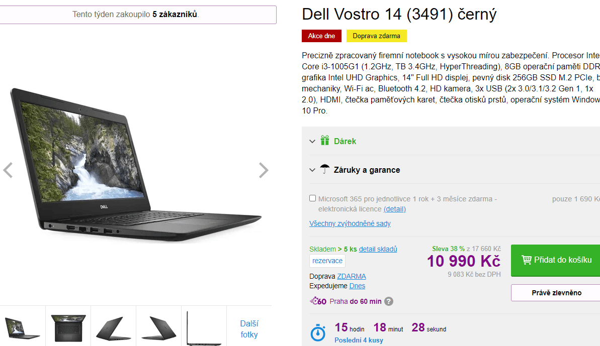 Dell, i3 až 3,4GHz, 8GB RAM, SSD, 1,56kg