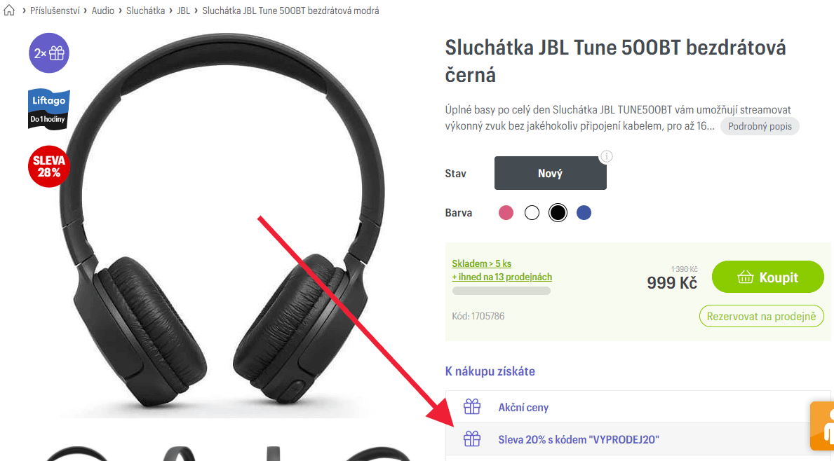 BT sluchátka JBL Tune 500BT
