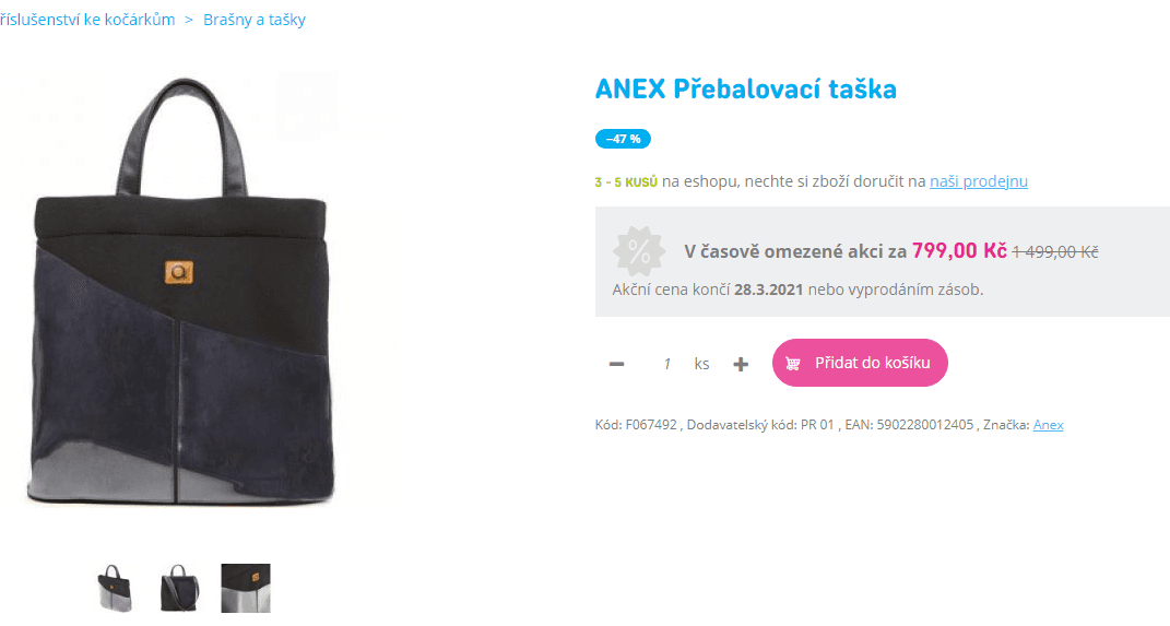 Přebalovací taška ANEX, neopren