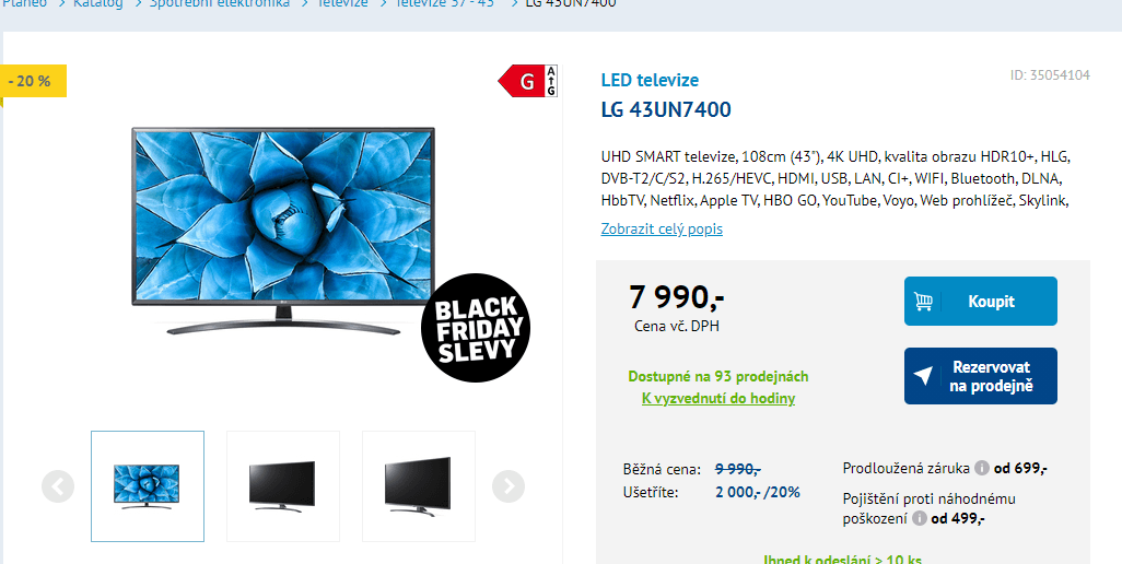 4K Smart TV, HDR, BT, 108 cm, LG