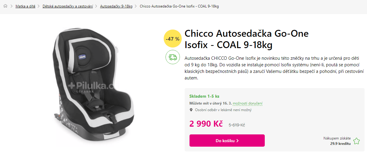 Autosedačka Chicco Go-One Isofix, 9-18kg
