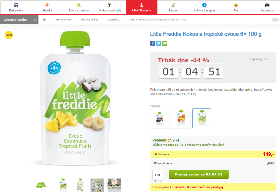 Little Freddie Kokos a tropické ovoce 6×100 g