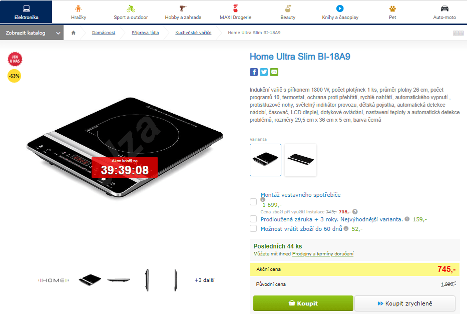 Indukční vařič Home Ultra Slim BI-18A9