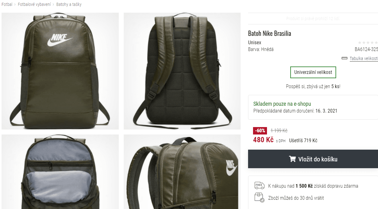 Batoh Nike Brasilia, 24 litrů