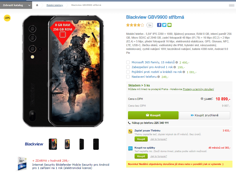 Blackview, 8x 2,2GHz, 8GB RAM, odolný, 5,84"