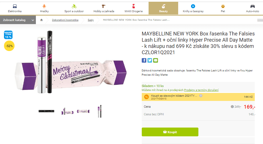 Dárková sada Maybelline (řasenka a linky)