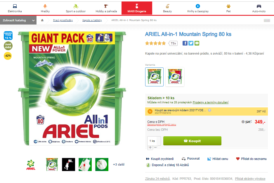 Tablety ARIEL Mountain Spring 3in1 80ks