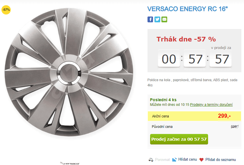 Poklice na 16" kola VERSACO ENERGY