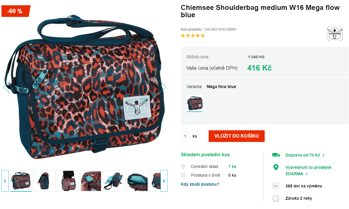 Taška přes rameno Chiemsee Shoulderbag 8 l